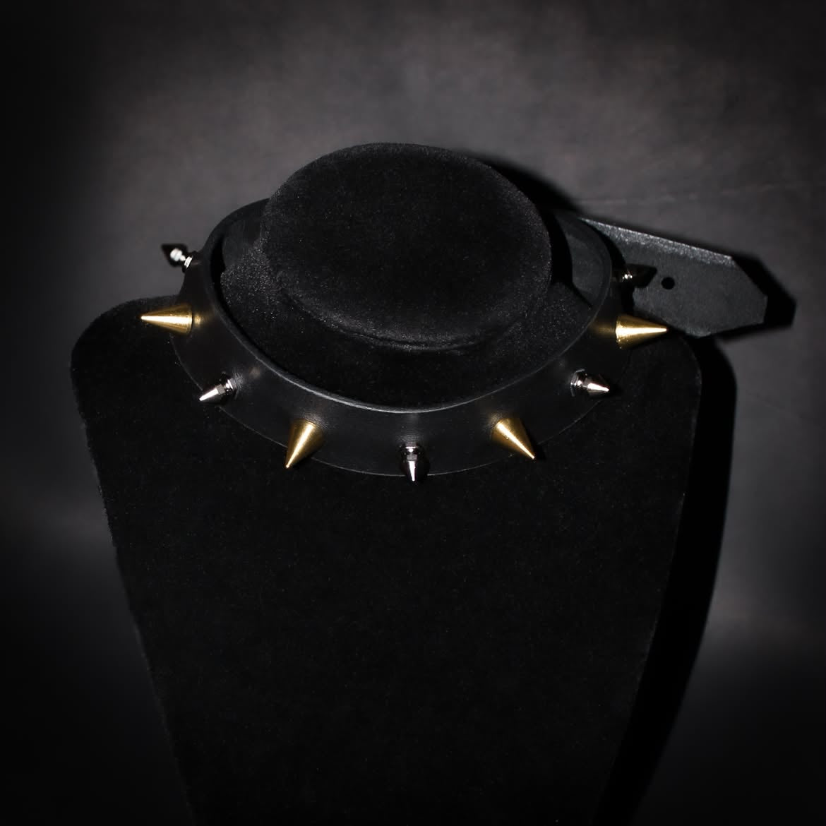 Brass & Black Hex Spike Choker